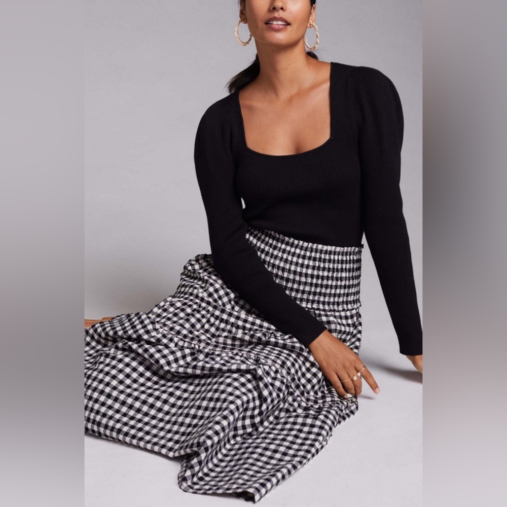 Maeve Black Ribbed Blouse - Picture 4 of 8